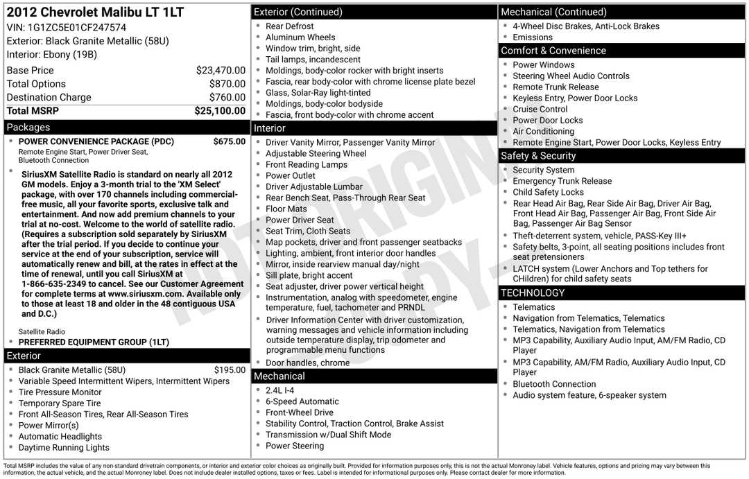 2012 Chevrolet Malibu LT - Image 3