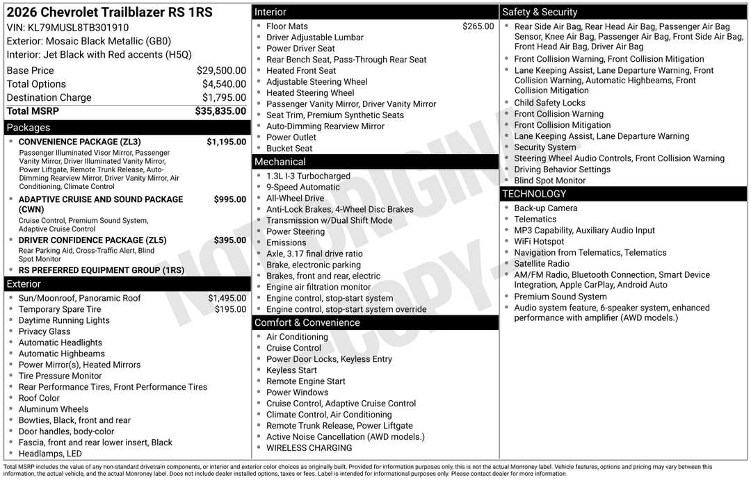 2026 Chevrolet Trailblazer RS - Image 3
