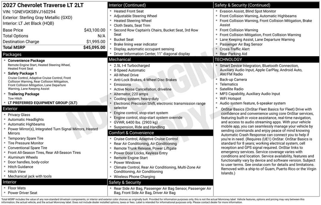 2027 Chevrolet Traverse LT - Image 3