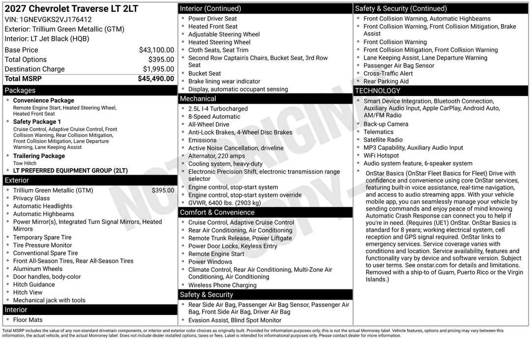 2027 Chevrolet Traverse LT - Image 3