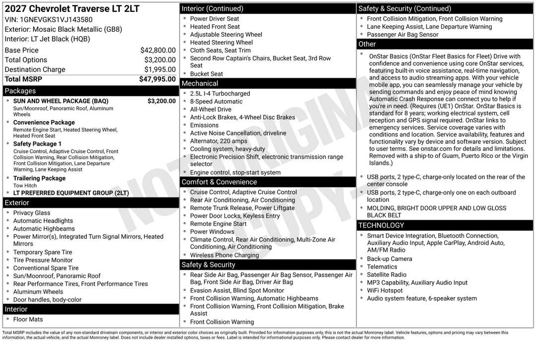 2027 Chevrolet Traverse LT - Image 3
