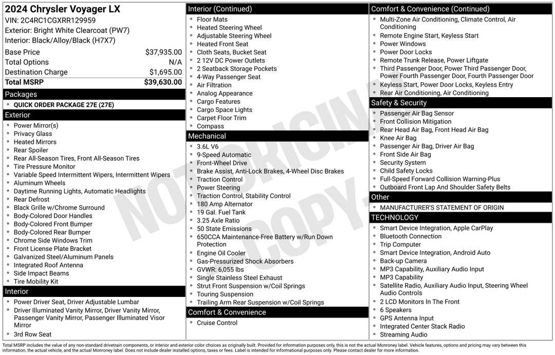 2024 Chrysler Voyager LX - Image 2