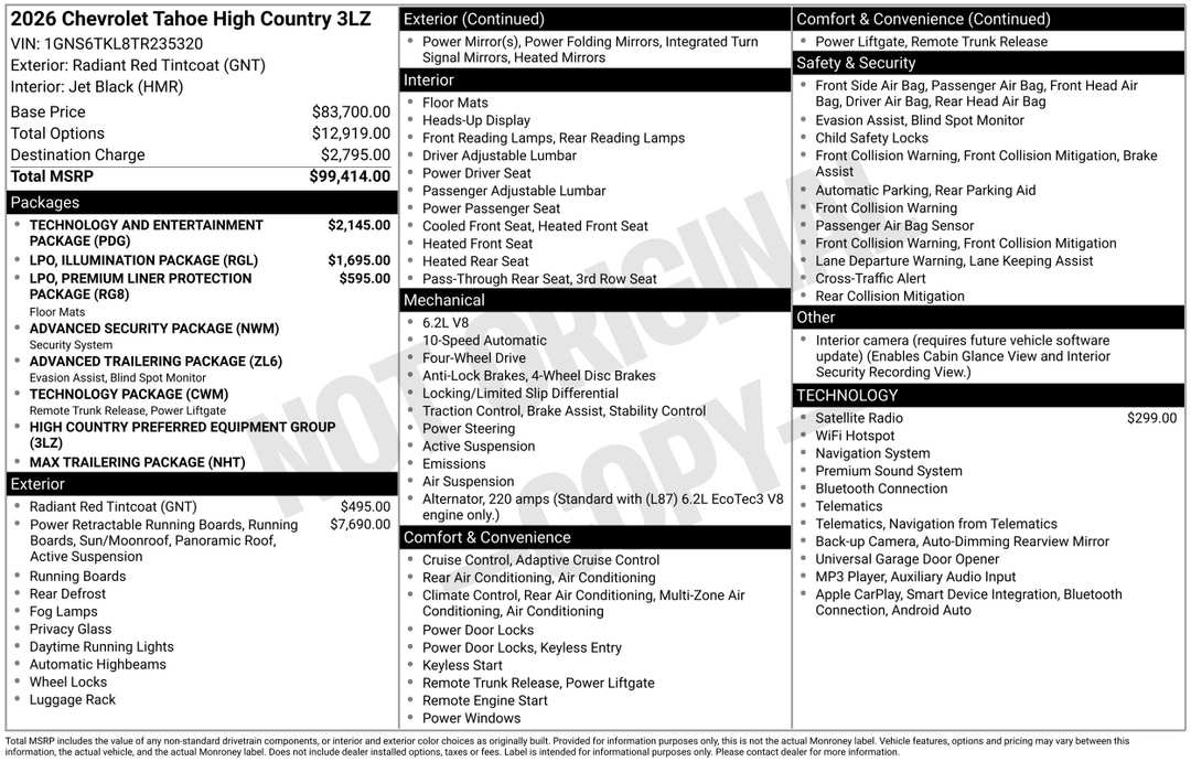 2026 Chevrolet Tahoe High Country - Image 3
