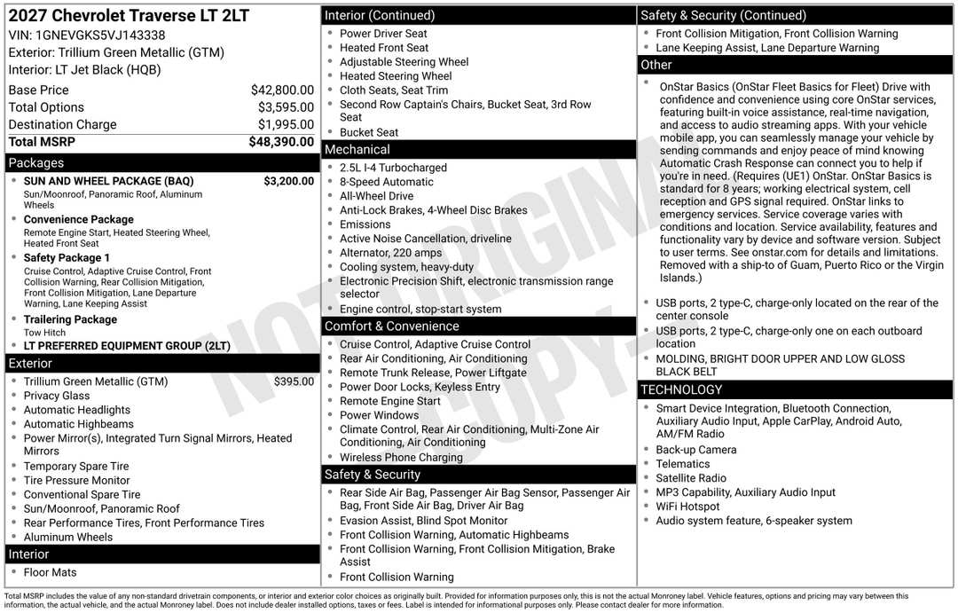2027 Chevrolet Traverse LT - Image 3