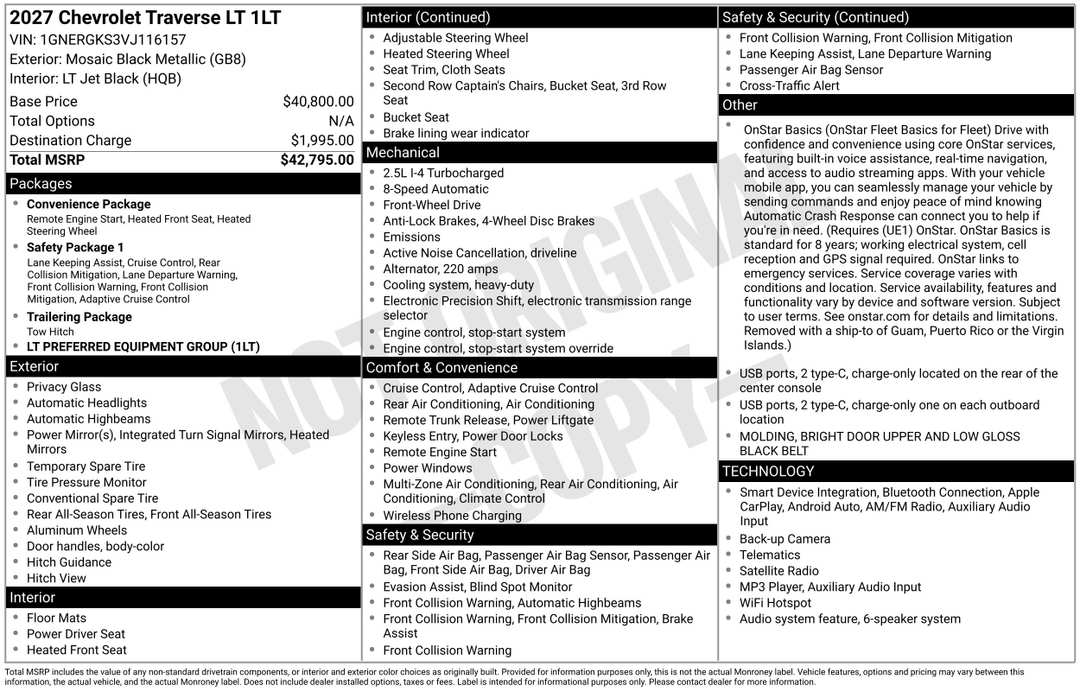 2027 Chevrolet Traverse LT - Image 3