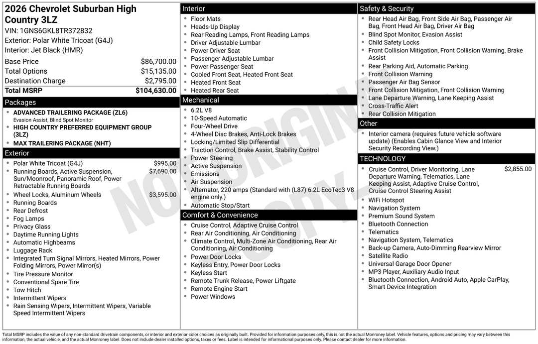 2026 Chevrolet Suburban High Country - Image 3
