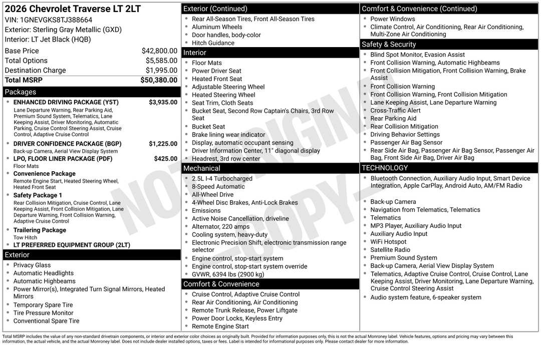 2026 Chevrolet Traverse LT - Image 3